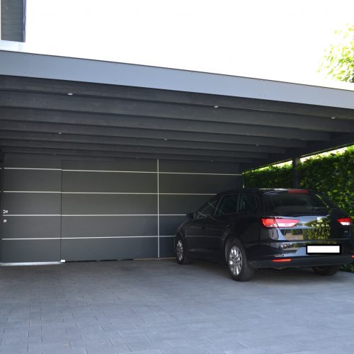 Doppelcarport mit 8mm Trespa-Platten und Abstellraum in Verl