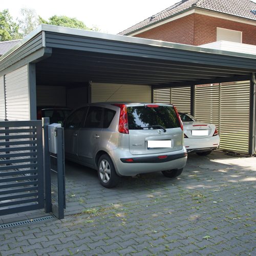 Doppelcarport mit Abstellraum und Rhombusprofil in Stromberg